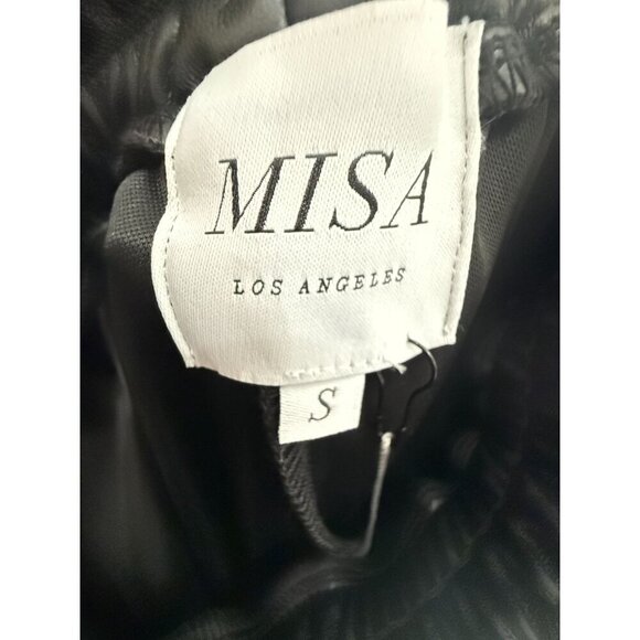 NWT Misa Los Angeles Black Smocked Crop Top & Vegan Leather Joggers Set Size S‎ - Picture 10 of 14